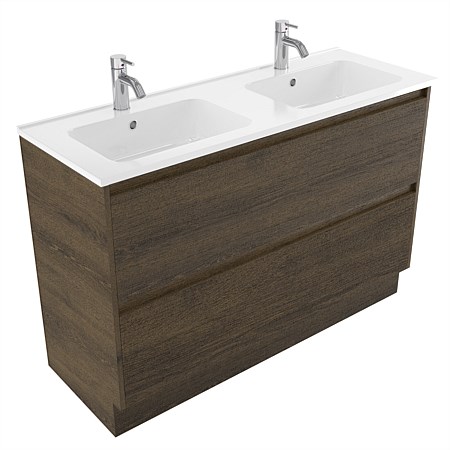 Elementi Sienna 1200mm 2 Drawer Polymarble Vanity Charred Oak