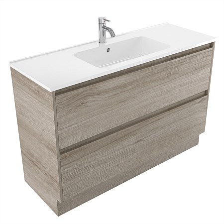 Elementi Sienna 1200mm 2 Drawer Polymarble Vanity Ashen Walnut Timberland