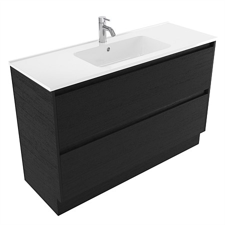 Elementi Sienna 1200mm 2 Drawer Polymarble Vanity Black Timberland