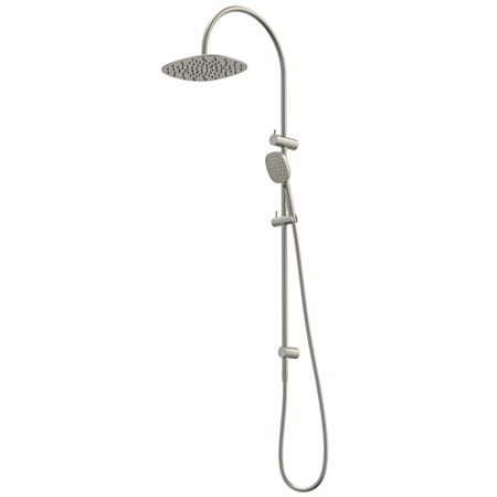 Caroma Contura II Rail Shower with Overhead Brushed Nickel