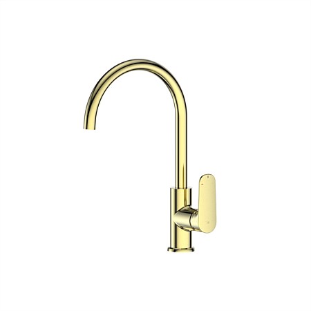 Greens Optimus Goosneck Sink Mixer PVD Brushed Brass
