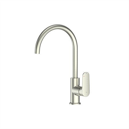 Greens Optimus Goosneck Sink Mixer PVD Brushed Nickel
