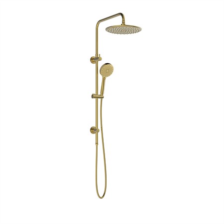 Greens Optimus Twin Rail Shower Brushed Brass
