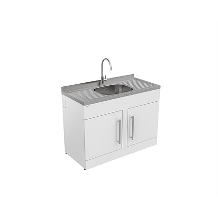 Supertub Workstation Laundry Tub with Double Doors and Stainless Steel Gooseneck Stainless Steel Tap