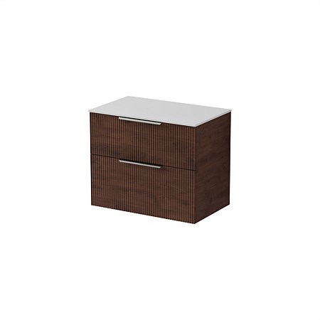 LeVivi Positano 750mm Solid Surface Double Drawer Vanity Walnut