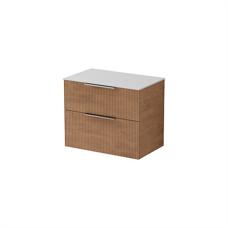 LeVivi Positano 750mm Solid Surface Double Drawer Vanity Devon Oak