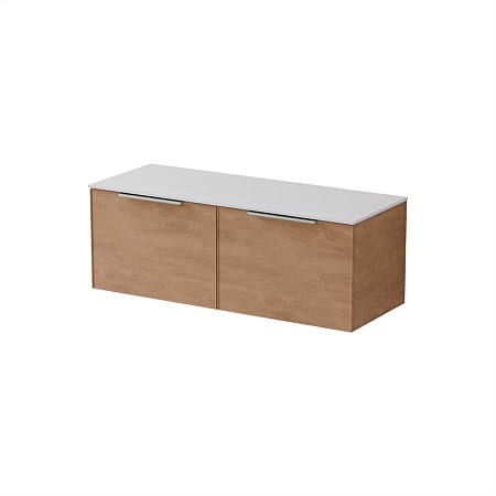LeVivi Positano Edge 1200mm Wall-Hung Vanity Side By Side Drawers Devon Oak