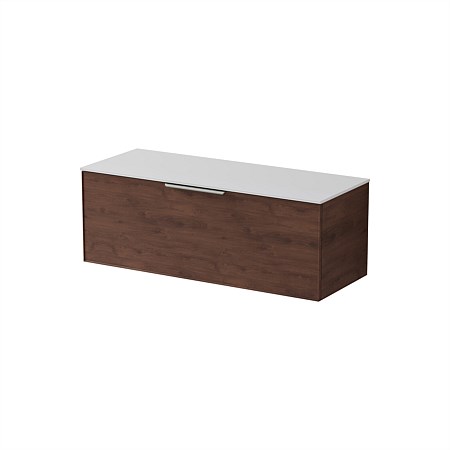 LeVivi Positano Edge 1200mm Wall-Hung Solid Surface Single Drawer Vanity Walnut