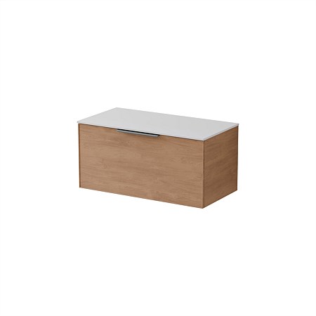 LeVivi Positano Edge 900mm Wall-Hung Solid Surface Single Drawer Vanity Devon Oak