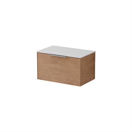 LeVivi Positano Edge 750mm Wall-Hung Solid Surface Single Drawer Vanity Devon Oak