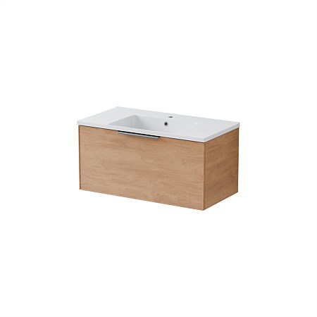 LeVivi Positano Edge Wall-Hung Vanity 900mm Single Drawer Devon Oak