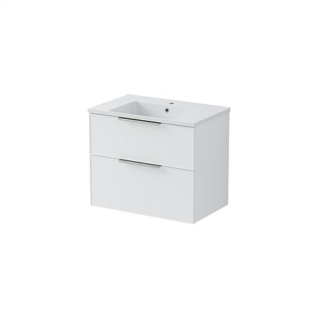 LeVivi Positano Edge Wall-Hung Vanity 750mm Double Drawer Matt White