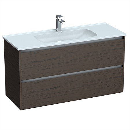LeVivi Cibolo 1200mm Double Drawer Wall-Hung Vanity Charred Oak