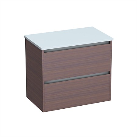 LeVivi Cibolo Prima 750mm Double Drawer Wall-Hung Vanity Walnut