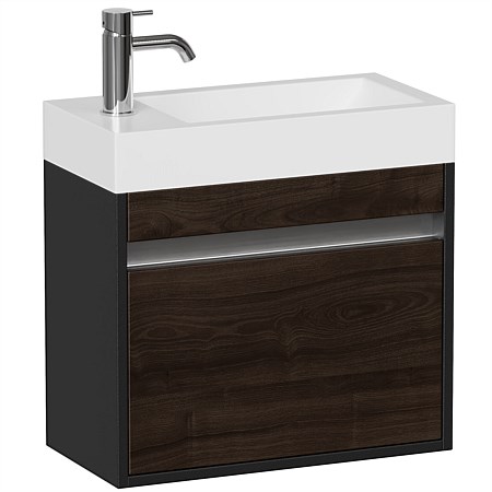 LeVivi Capri 500mm Slim Wall-Hung Vanity Black/Dark Oak
