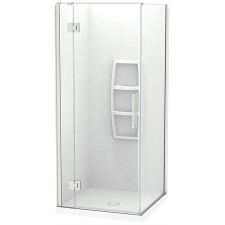 Clearlite Raya 900mm 2 Sided Moulded Shower Enclosure Brushed Nickel