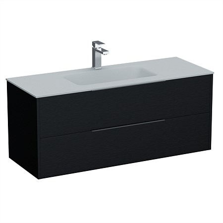 LeVivi Nexa 1200mm Double Drawer Wall-Hung Vanity Charred Oak
