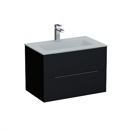 LeVivi Nexa 750mm Double Drawer Wall-Hung Vanity Charred Oak