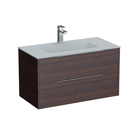 LeVivi Nexa 900mm Double Drawer Wall-Hung Vanity Walnut