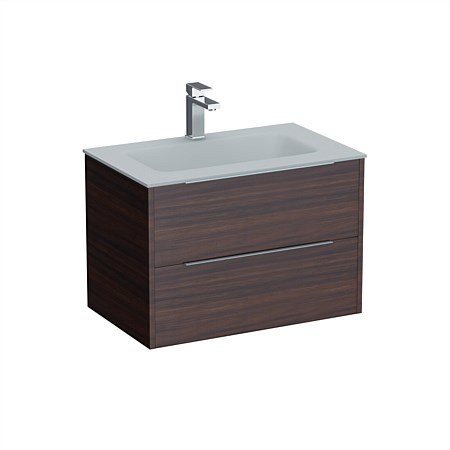 LeVivi Nexa 750mm Double Drawer Wall-Hung Vanity Walnut