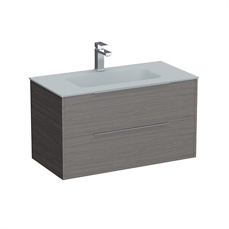LeVivi Nexa 900mm Double Drawer Wall-Hung Vanity Elm