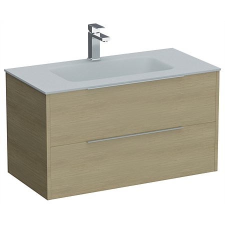 LeVivi Nexa 900mm Double Drawer Wall-Hung Vanity Light Oak
