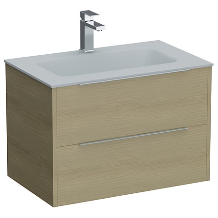 LeVivi Nexa 750mm Double Drawer Wall-Hung Vanity Light Oak