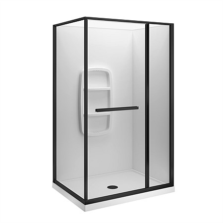 LeVivi Nest 1200x900mm Moulded Wall Shower Enclosure Right-hand Black