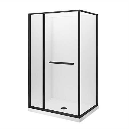LeVivi Nest 1200x900mm Moulded Wall Shower Enclosure Left-hand Black