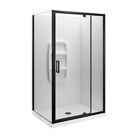 LeVivi Camden 1200x900mm Moulded Wall Shower Enclosure Right-hand Black