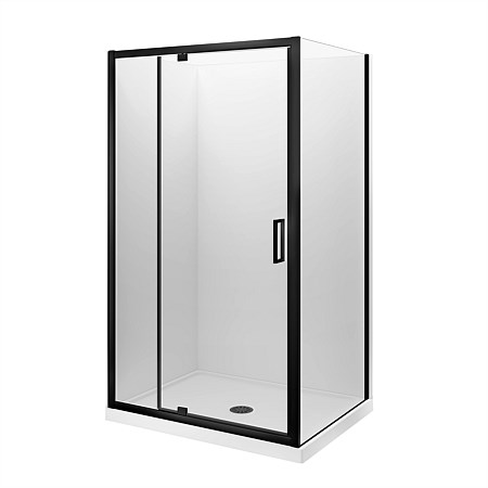 LeVivi Camden 1200x900mm Flat Wall Shower Enclosure Left-hand Black