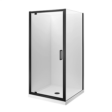LeVivi Camden 900mm Square Flat Wall Shower Enclosure Black