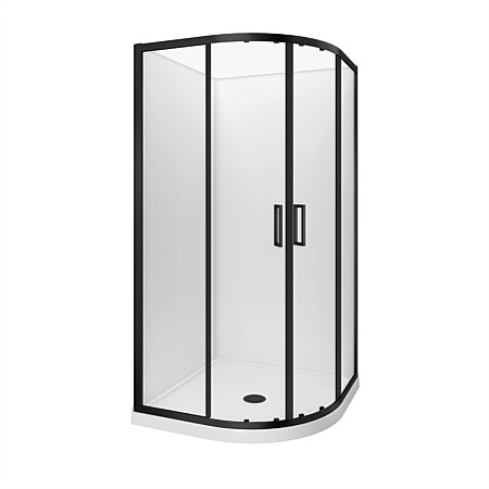 LeVivi Camden 900mm Round Flat Wall Shower Enclosure Black