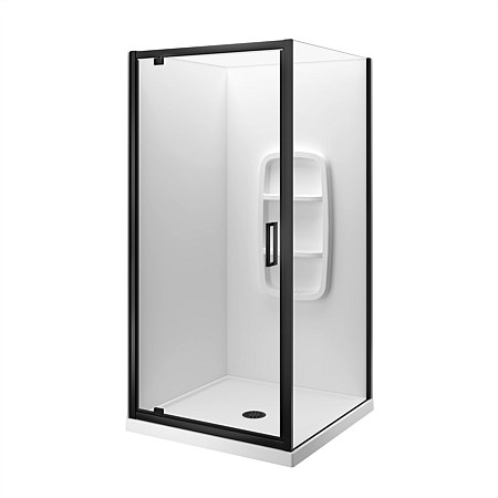 LeVivi Camden 900mm Square Moulded Wall Shower Enclosure Black