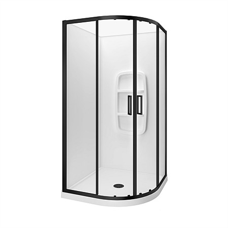 LeVivi Camden 1000mm Round Moulded Wall Shower Enclosure Black