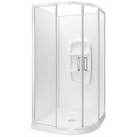 LeVivi Camden 900mm Round Moulded Wall Shower Enclosure White